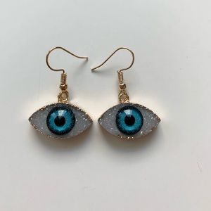 White Evil Eye Earrings